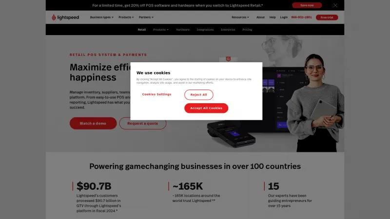 Homepage of Lightspeed Retail