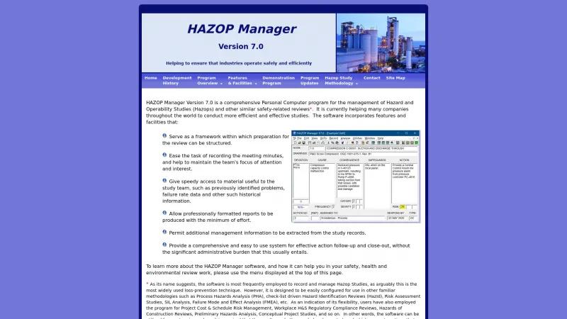 Homepage of HAZOP Manager