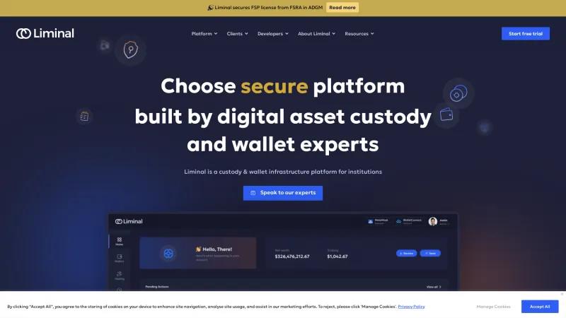 Liminal: Secure and Compliant Digital Asset Custody Solutions for Institutions Homepage of Liminal