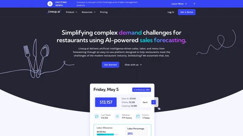 Homepage of Lineup.ai
