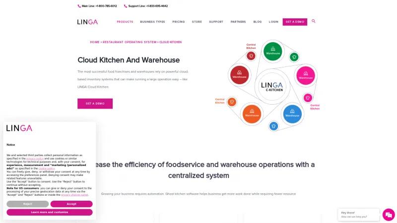 Homepage of LINGA Cloud Kitchen