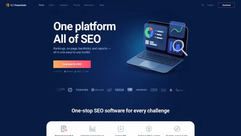 Homepage of SEO PowerSuite