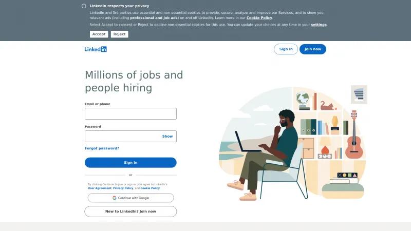 Homepage of LinkedIn Job Search