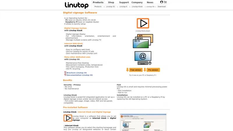 Homepage of Linutop Kiosk