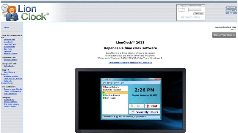 Homepage of LionClock