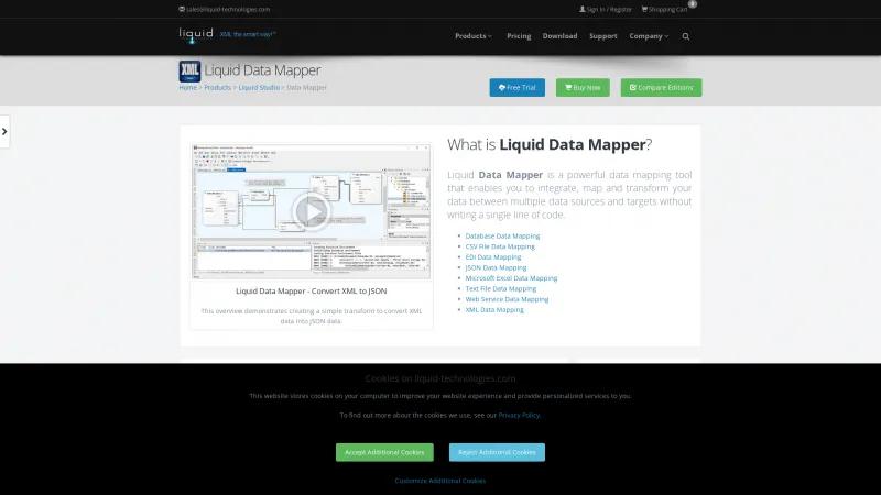 Homepage of Liquid Data Mapper