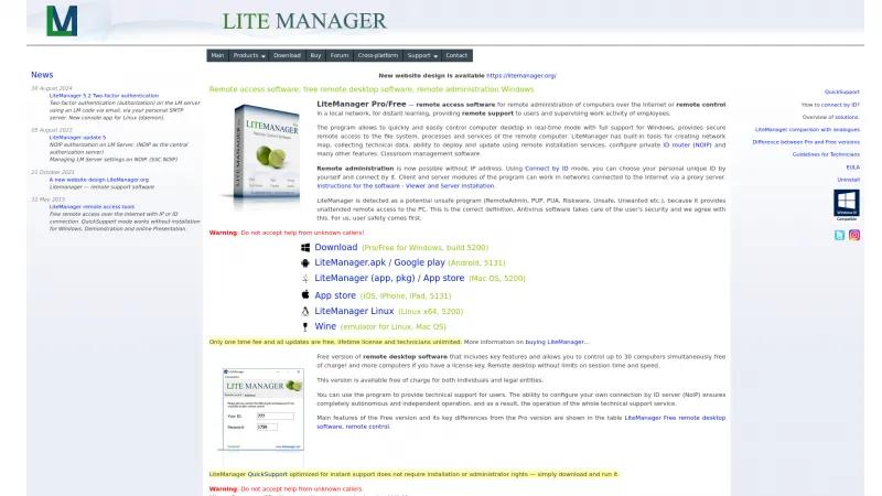 Homepage of LiteManager