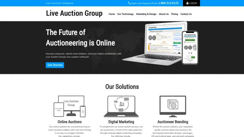 Homepage of Live Auction Software