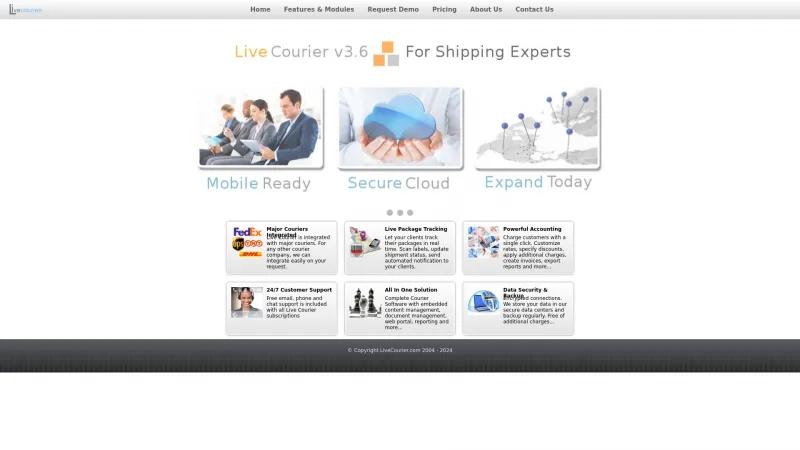 Homepage of Live Courier