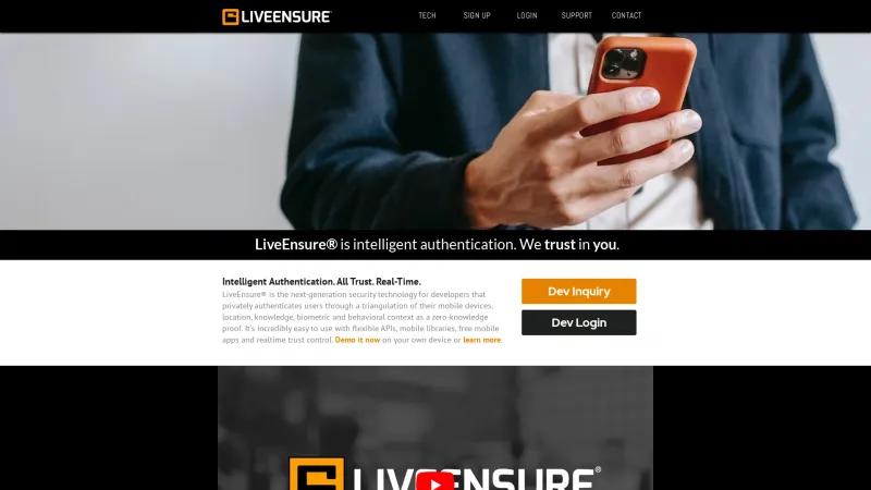 Homepage of LiveEnsure