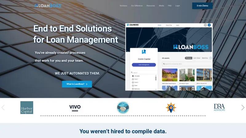 Homepage of LoanBoss