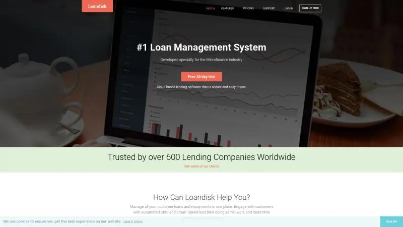 Homepage of Loandisk