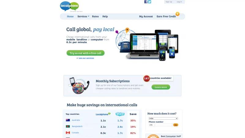 Homepage of Localphone