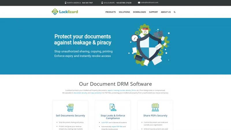 Homepage of Locklizard Safeguard PDF Security