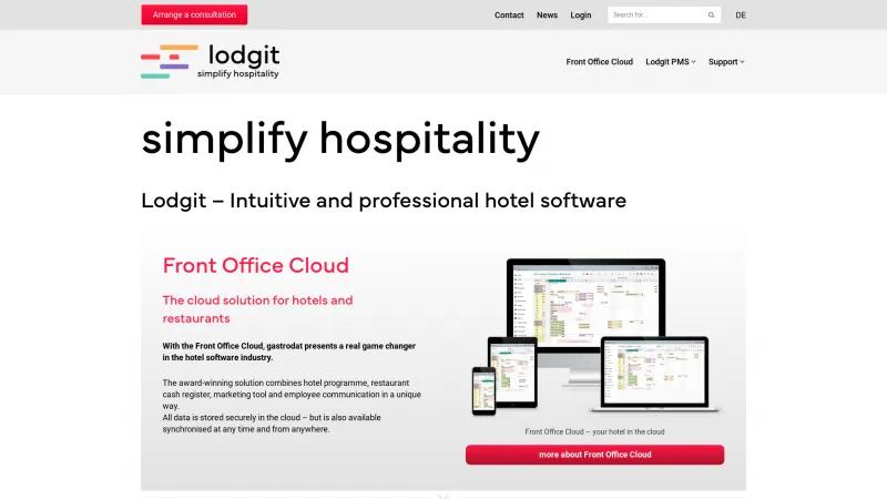 Homepage of Lodgit Desk