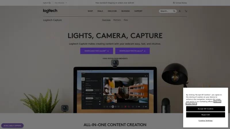 Homepage of Logitech Capture