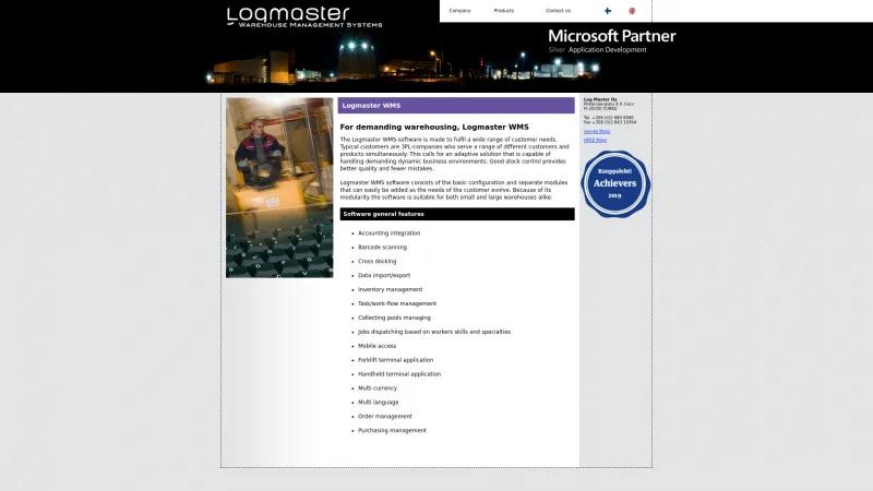 Homepage of Logmaster WMS