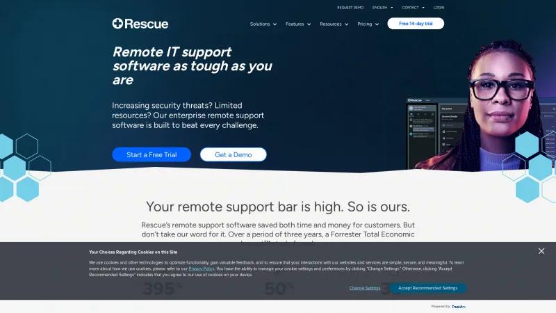 Homepage of LogMeIn Rescue by GoTo