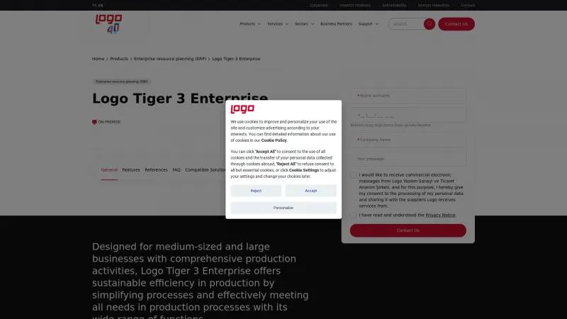 Homepage of Logo Tiger 3 Enterprise