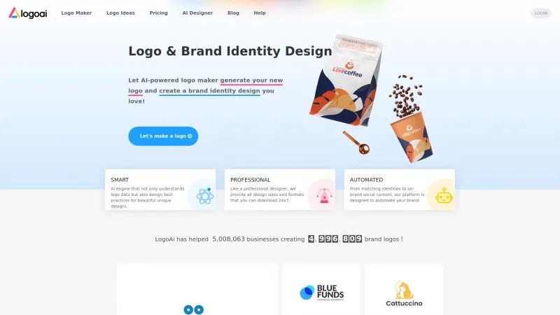 Homepage of LogoAi