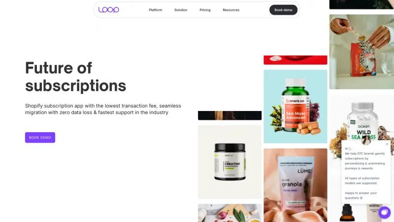 Homepage of Loop Subscriptions