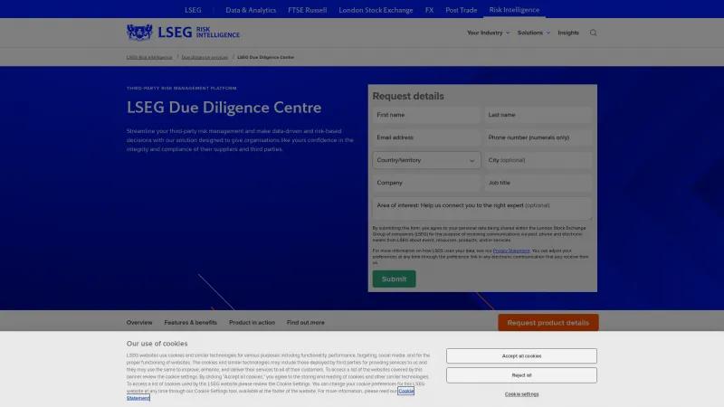 Homepage of LSEG Due Diligence Centre