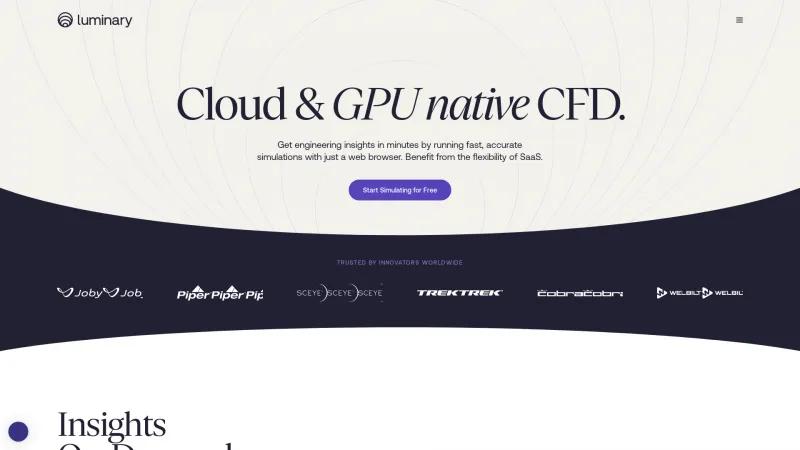 Homepage of Luminary Cloud