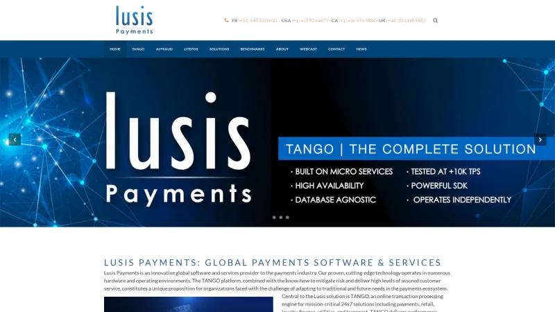 Homepage of Lusis Payments