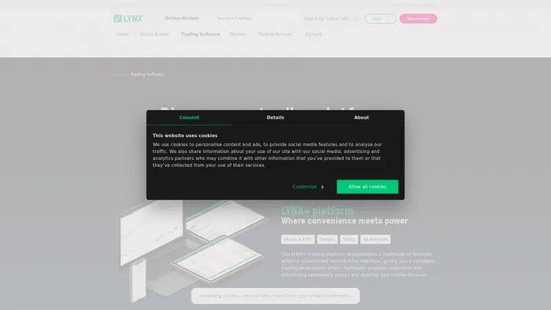 Homepage of Lynx Trading Platform