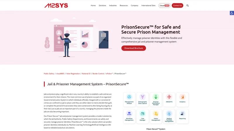 Homepage of PrisonSecure