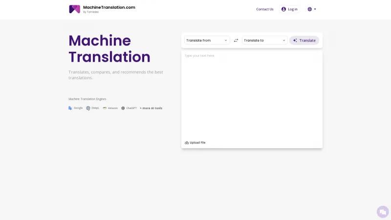 Homepage of MachineTranslation.com