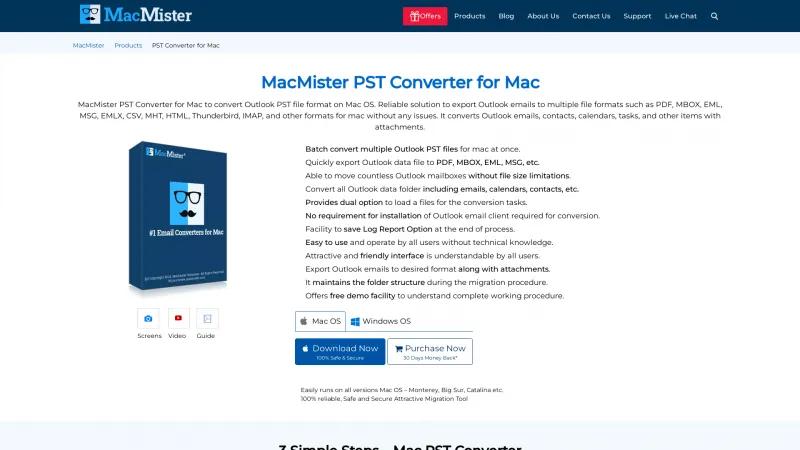 Homepage of MacMister PST Converter