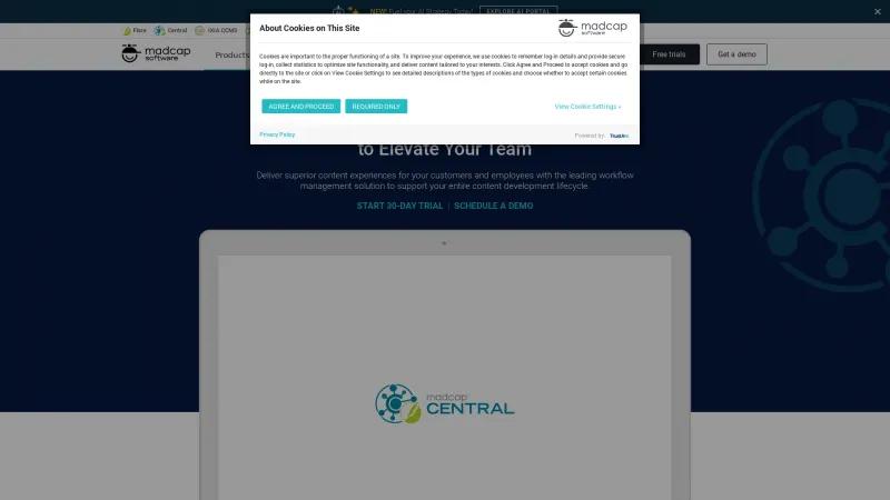 Homepage of MadCap Central