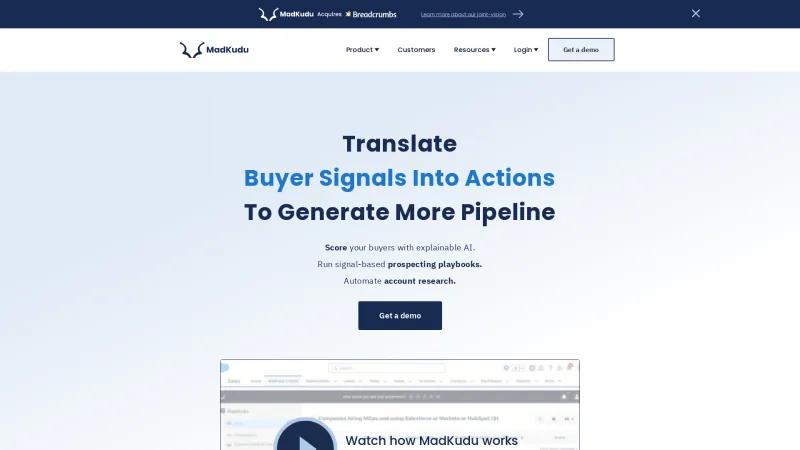 Transform Your Sales Strategy with MadKudu's Signal-Based Selling and AI-Driven Insights Homepage of MadKudu