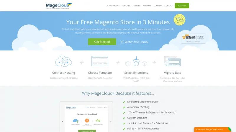 Homepage of MageCloud