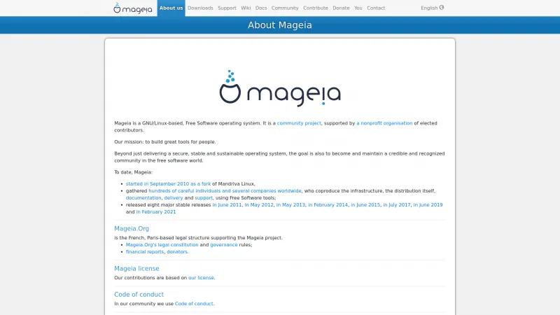 Homepage of Mageia