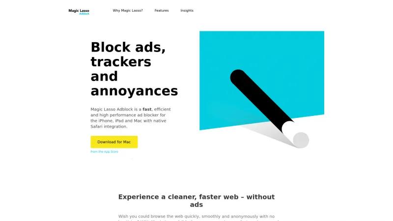 Homepage of Magic Lasso Adblock