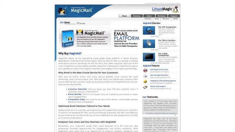 Homepage of MagicMail