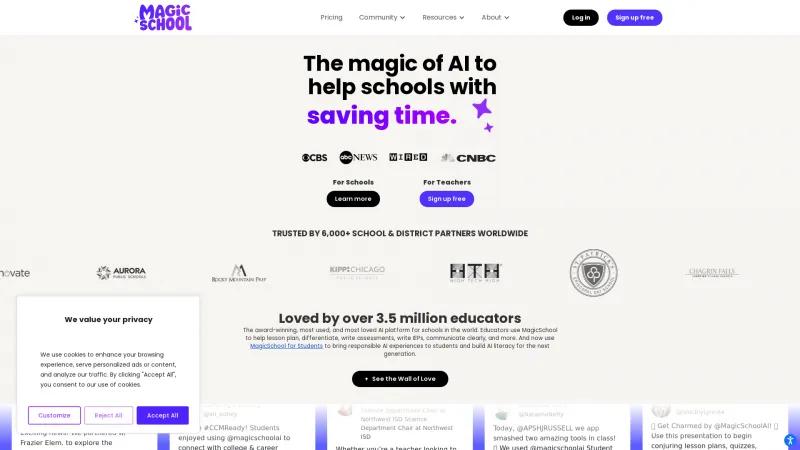 Homepage of MagicSchool AI