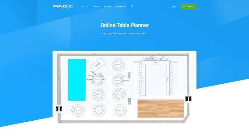 Homepage of MagicTablePlanner