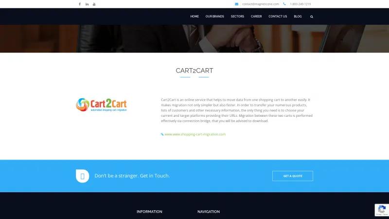 Homepage of Cart2Cart