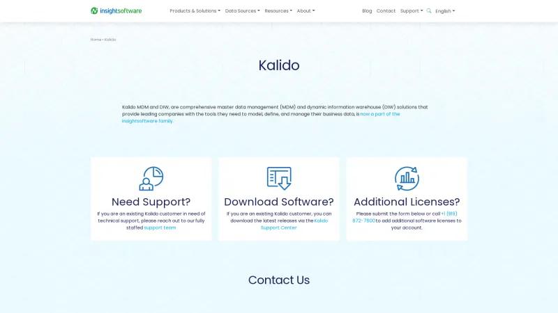 Homepage of Kalido Master Data Management