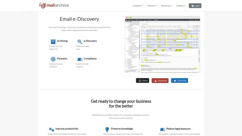 Homepage of MailArchiva