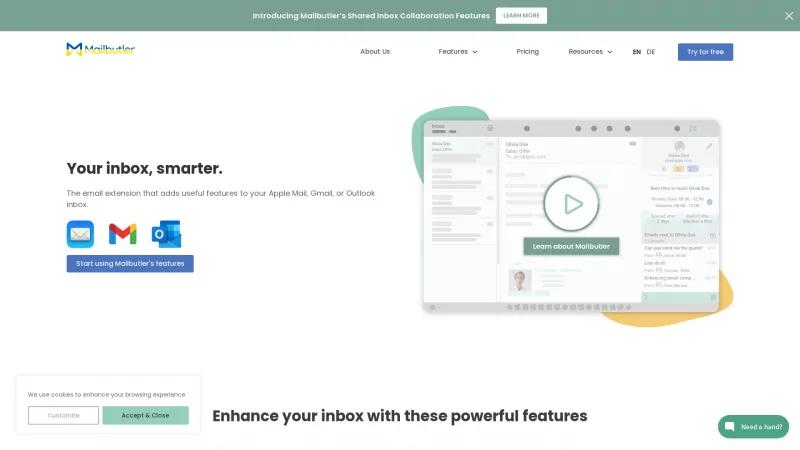 Homepage of Mailbutler