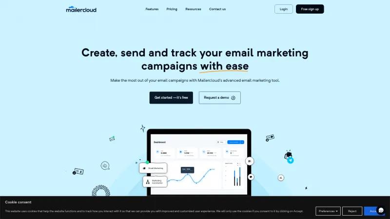 Homepage of Mailercloud