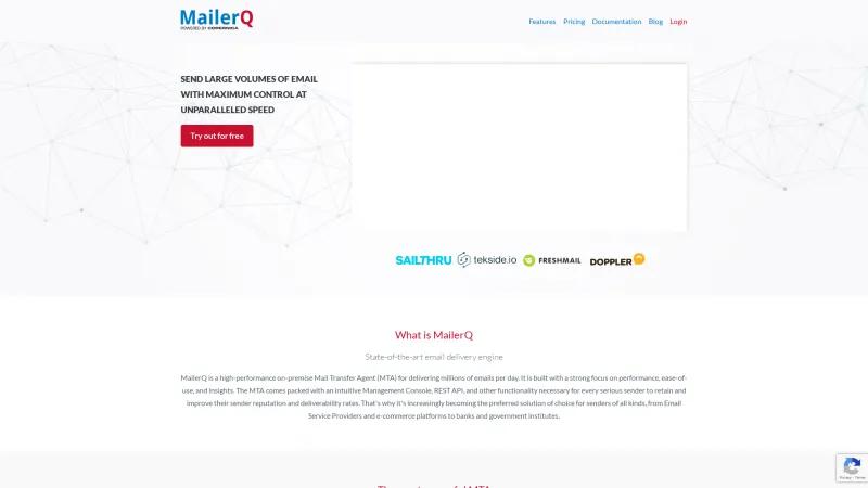 Homepage of MailerQ