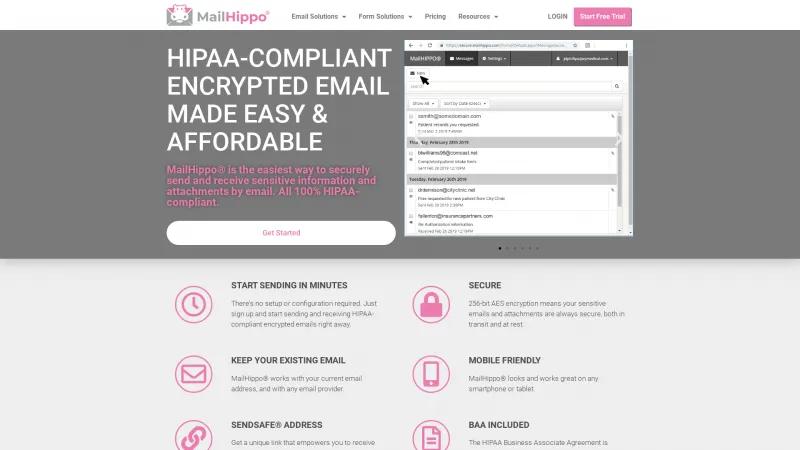 Homepage of MailHippo