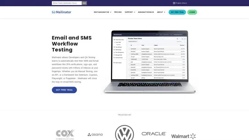 Homepage of Mailinator