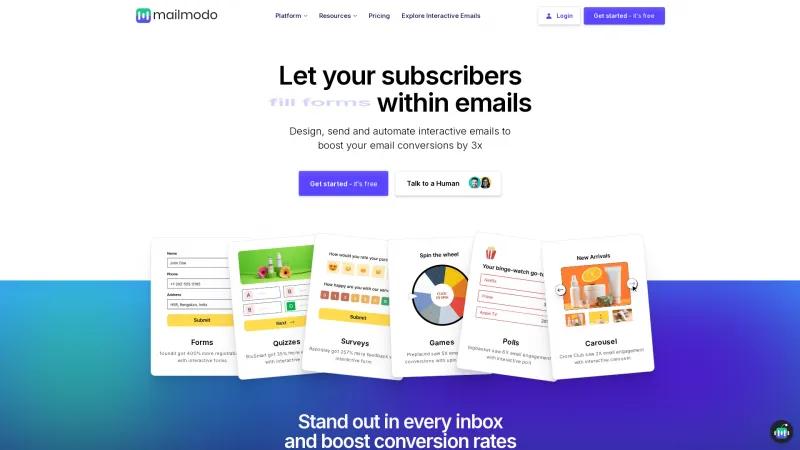 Homepage of Mailmodo