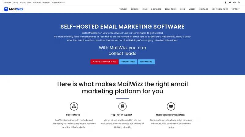 Homepage of MailWizz